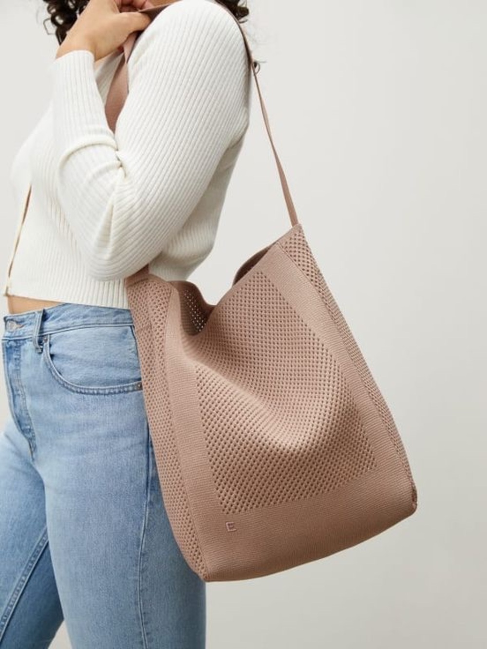 Everlane Do-It-All Knit Tote Beige Shoulder Bag Single Strap